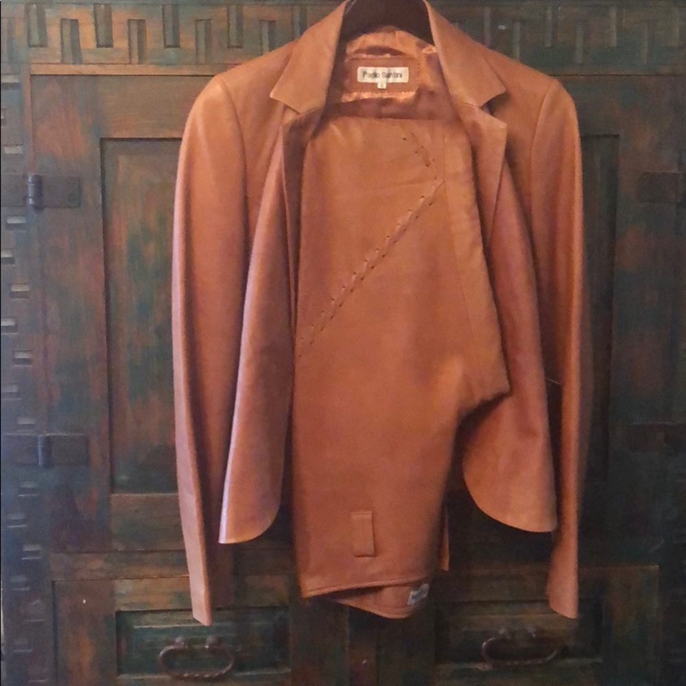 100% Leather Pants Suit
